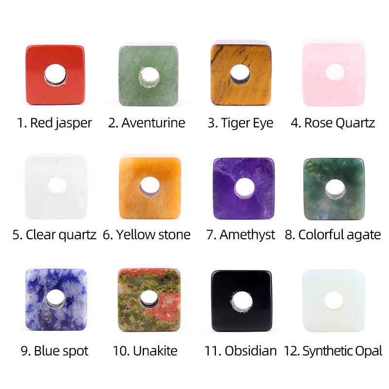 16MM Cube Gemstone Beads Drilled Big Hole 5MM for Making Jewelry