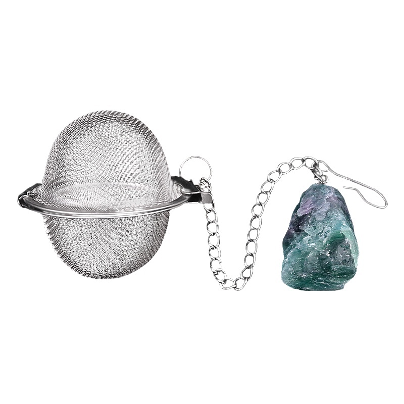Tumbled Raw Gemstone Pendant Charms Stainless Steel Mesh Tea Ball