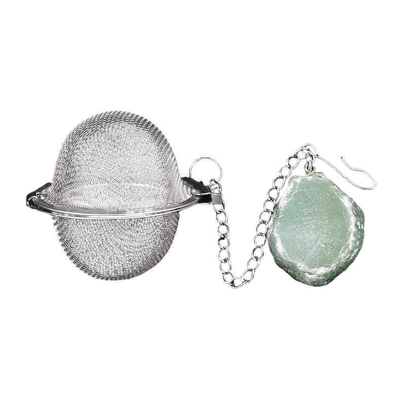 Tumbled Raw Gemstone Pendant Charms Stainless Steel Mesh Tea Ball