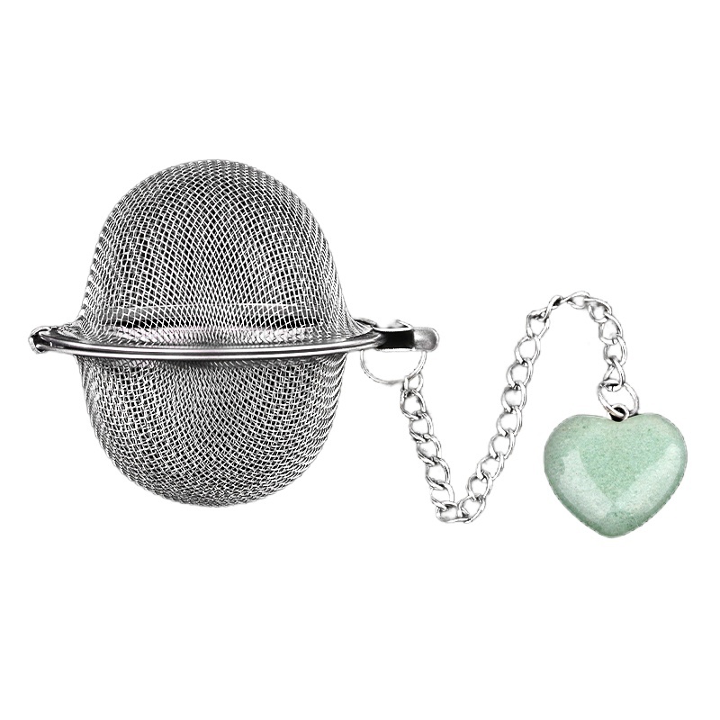 20MM Love Heart Gemstone Pendant Charms Stainless Steel Mesh Tea Ball