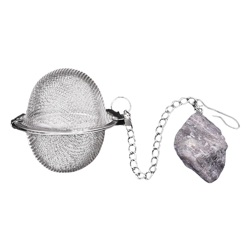 Tumbled Raw Gemstone Pendant Charms Stainless Steel Mesh Tea Ball