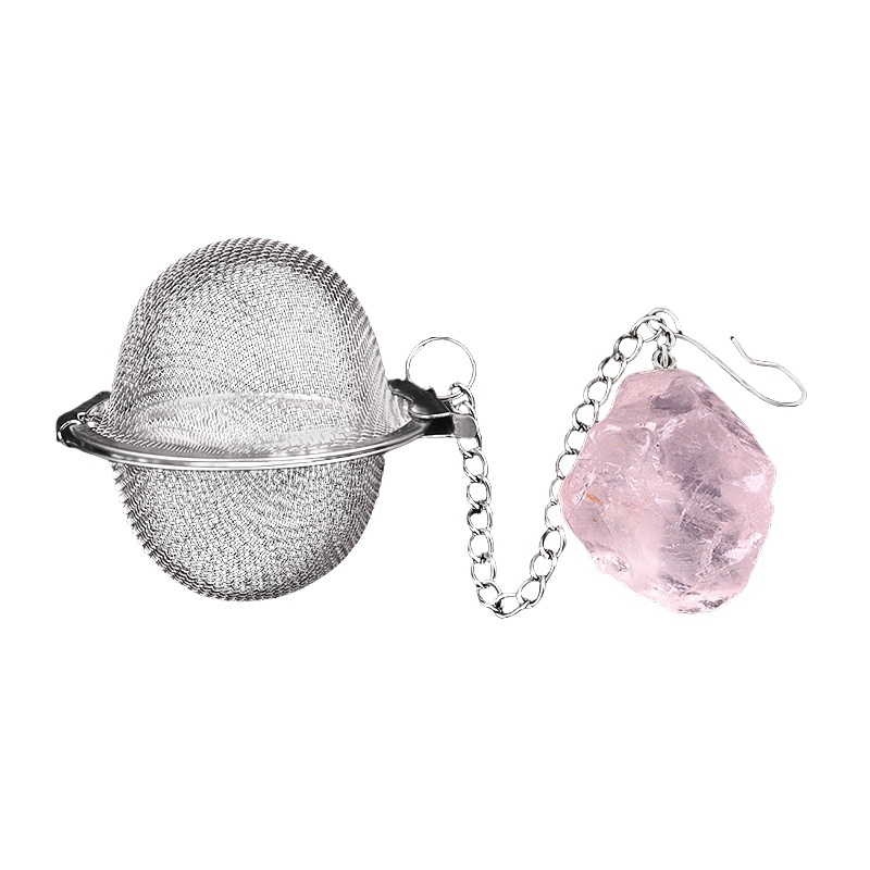 Tumbled Raw Gemstone Pendant Charms Stainless Steel Mesh Tea Ball