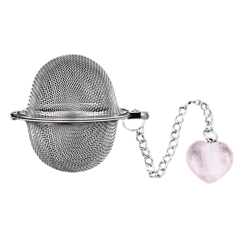 20MM Love Heart Gemstone Pendant Charms Stainless Steel Mesh Tea Ball