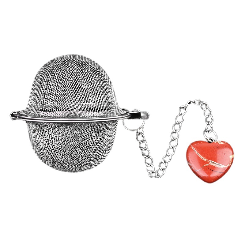 20MM Love Heart Gemstone Pendant Charms Stainless Steel Mesh Tea Ball