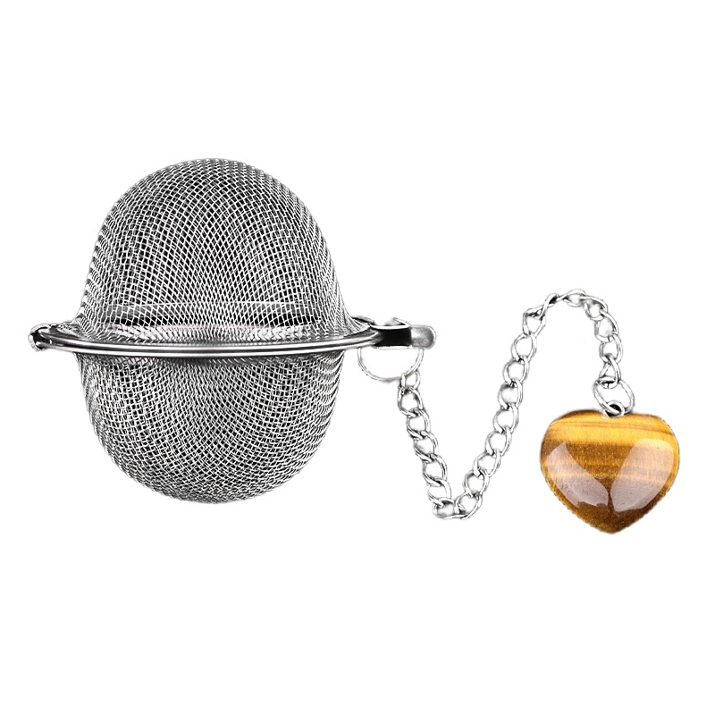 20MM Love Heart Gemstone Pendant Charms Stainless Steel Mesh Tea Ball