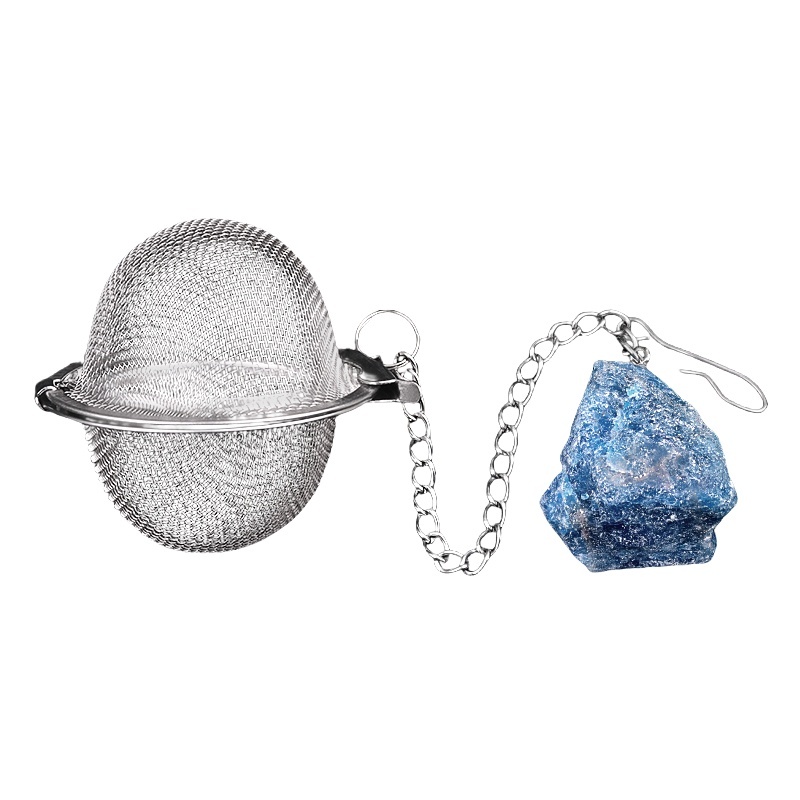 Fluorite Tumbled Raw Gemstone Pendant Charms Stainless Steel Mesh Tea Ball