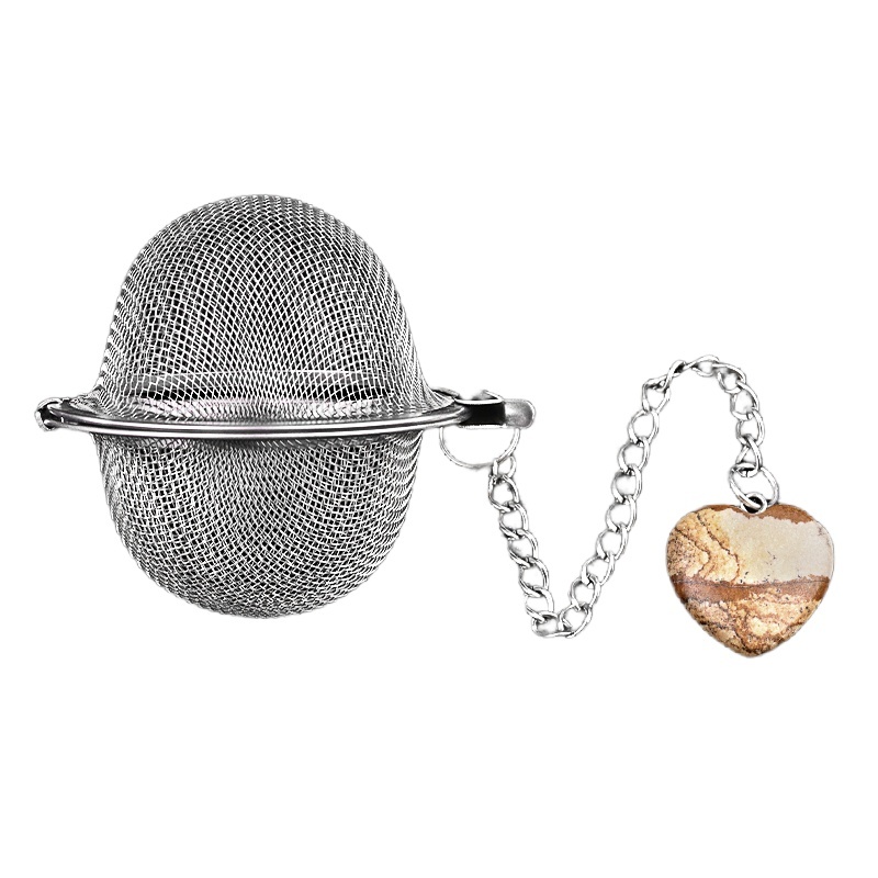 20MM Love Heart Gemstone Pendant Charms Stainless Steel Mesh Tea Ball