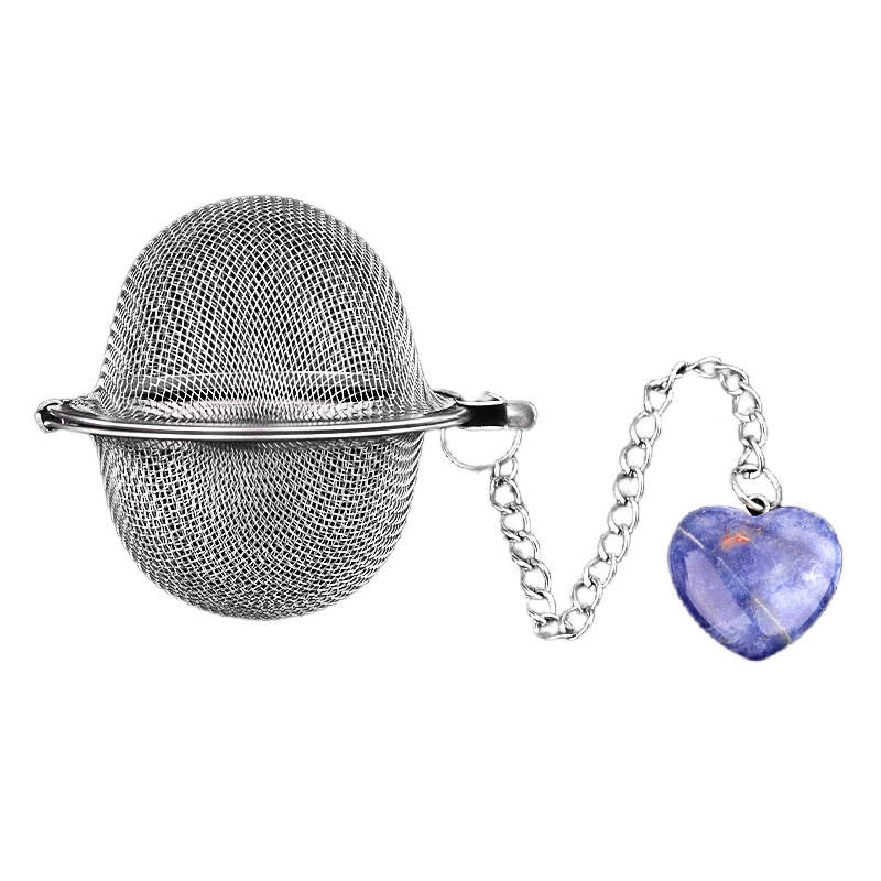20MM Love Heart Gemstone Pendant Charms Stainless Steel Mesh Tea Ball