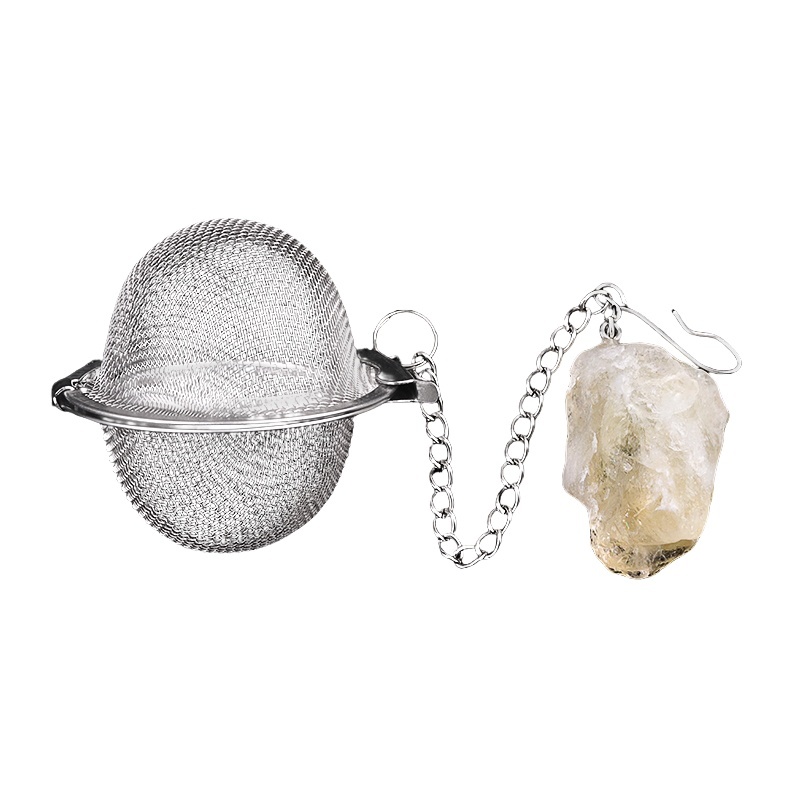 Tumbled Raw Gemstone Pendant Charms Stainless Steel Mesh Tea Ball