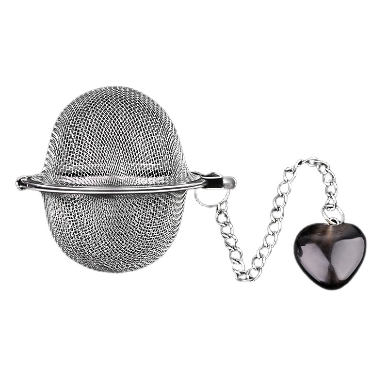 Green Aventurine 20MM Love Heart Gemstone Pendant Charms Stainless Steel Mesh Tea Ball