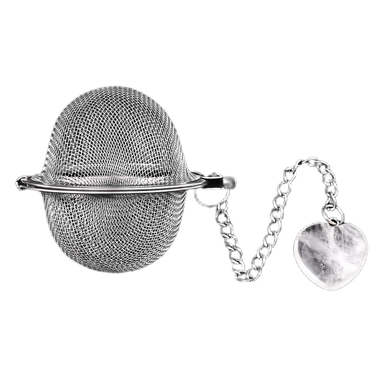 Red Jasper 20MM Love Heart Gemstone Pendant Charms Stainless Steel Mesh Tea Ball