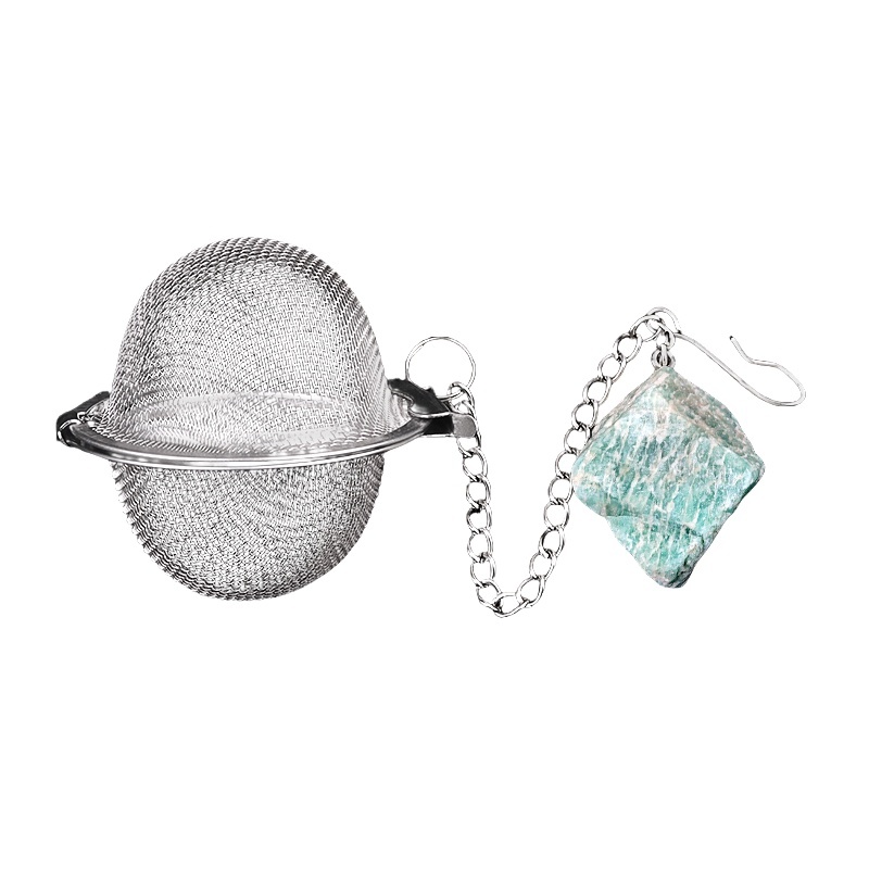 Tumbled Raw Gemstone Pendant Charms Stainless Steel Mesh Tea Ball