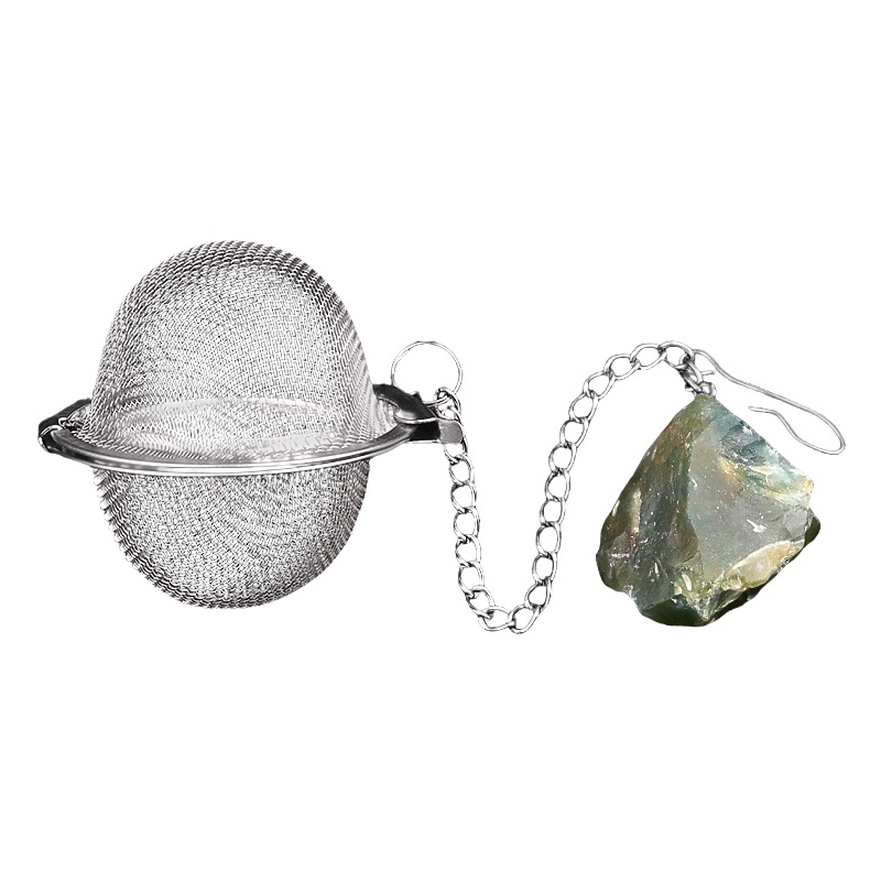 Tumbled Raw Gemstone Pendant Charms Stainless Steel Mesh Tea Ball