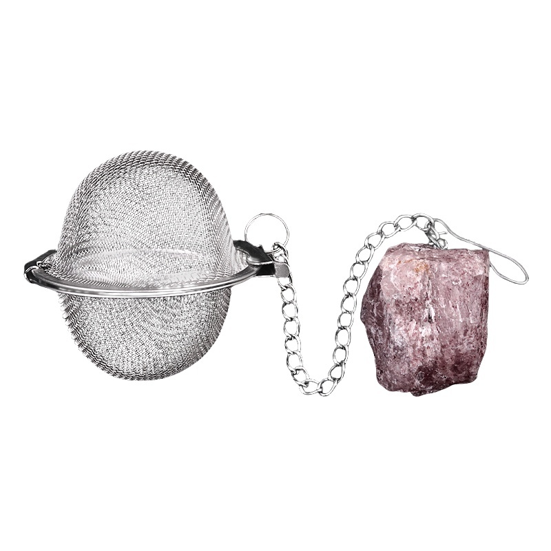 Fluorite Tumbled Raw Gemstone Pendant Charms Stainless Steel Mesh Tea Ball