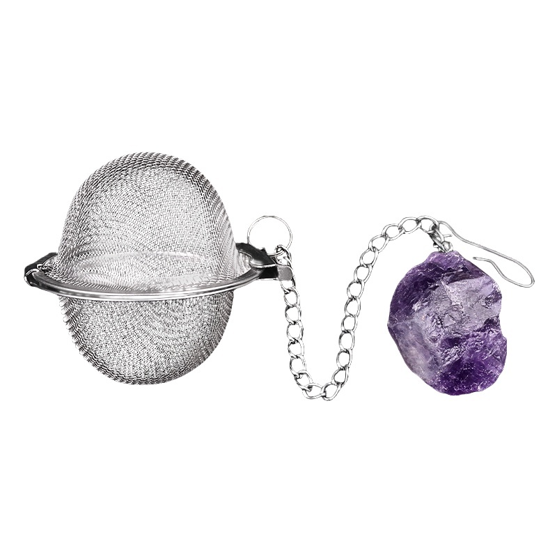 Tumbled Raw Gemstone Pendant Charms Stainless Steel Mesh Tea Ball