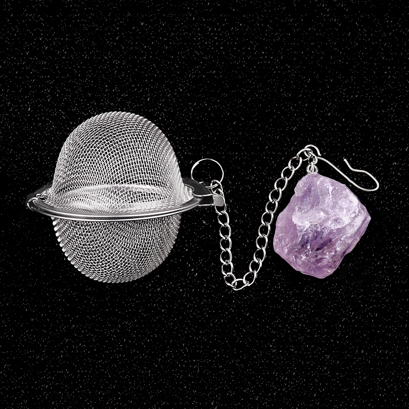 Raw Rough Gemstone Pendant Charms Stainless Steel Mesh Tea Ball