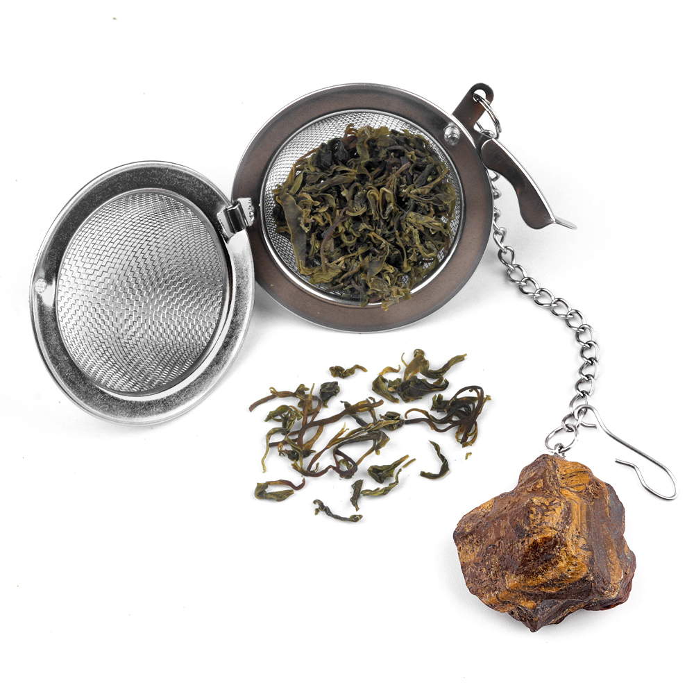 Tumbled Raw Gemstone Pendant Charms Stainless Steel Mesh Tea Ball