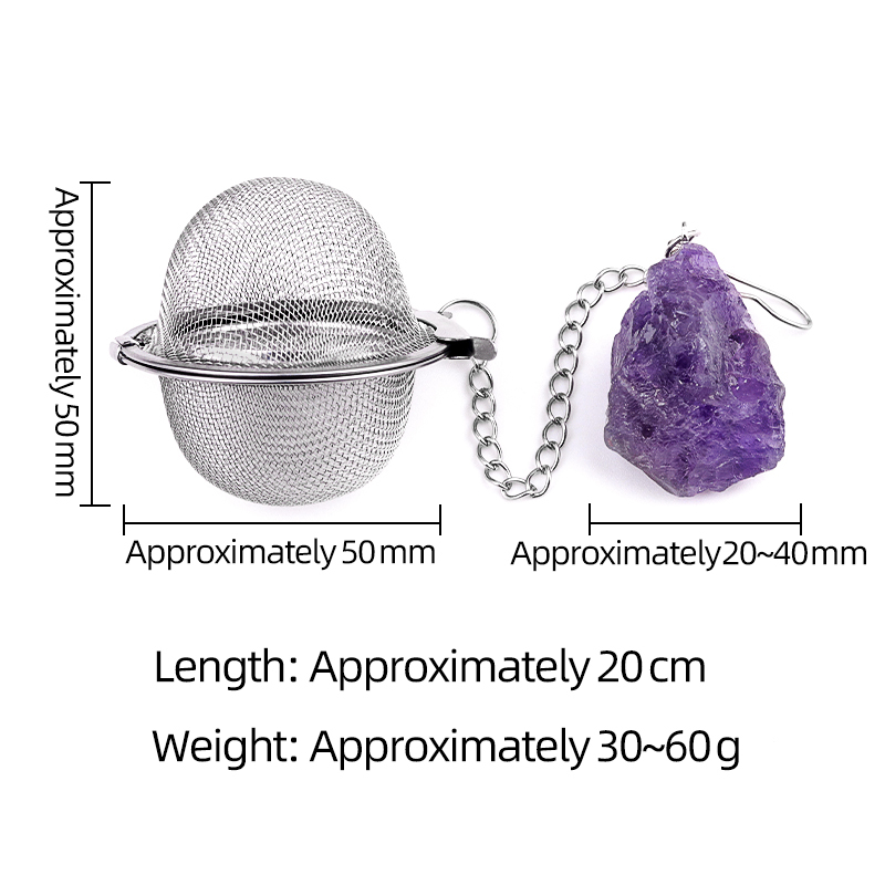 Tumbled Raw Gemstone Pendant Charms Stainless Steel Mesh Tea Ball