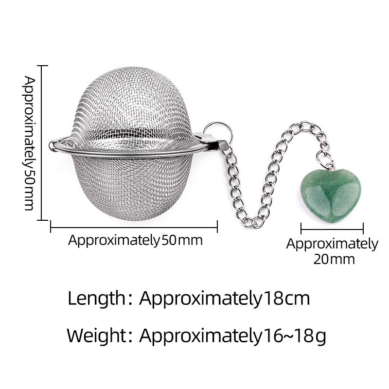 20MM Love Heart Gemstone Pendant Charms Stainless Steel Mesh Tea Ball