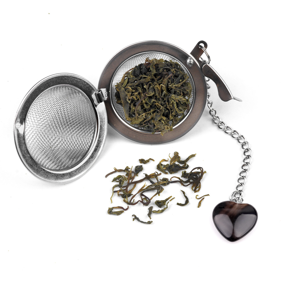 20MM Love Heart Gemstone Pendant Charms Stainless Steel Mesh Tea Ball