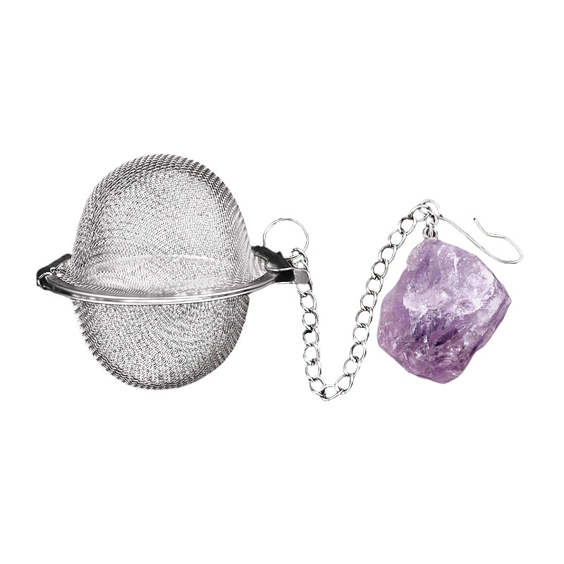Tumbled Raw Gemstone Pendant Charms Stainless Steel Mesh Tea Ball