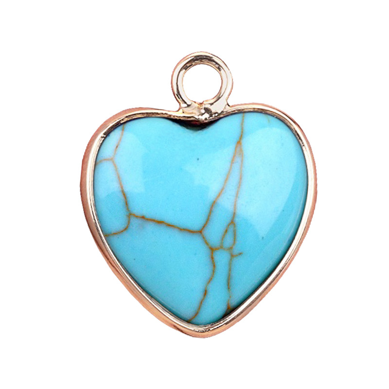 15MM Heart Gemstone Pendant Charms For Making Jewelry Earrings 1PCS