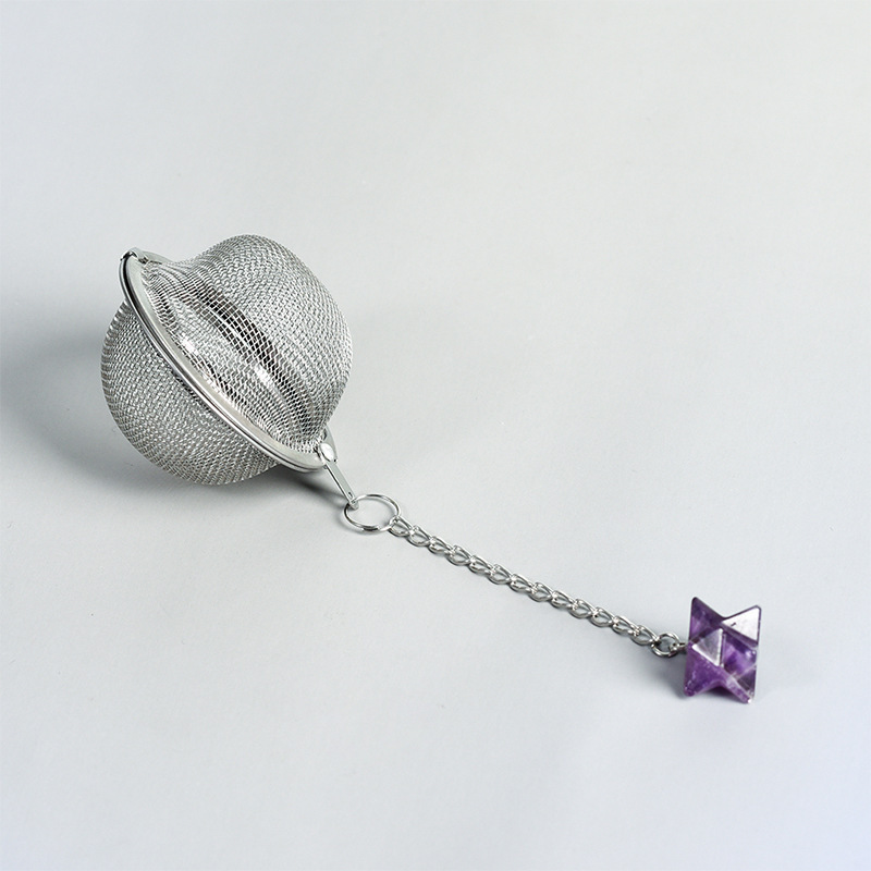 Green Aventurine 20MM Merkaba Gemstone Pendant Charms Stainless Steel Mesh Tea Ball