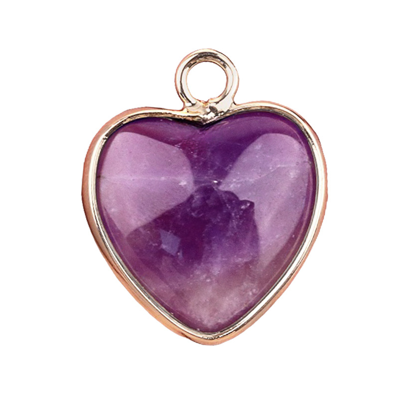 15MM Heart Gemstone Pendant Charms For Making Jewelry Earrings 1PCS