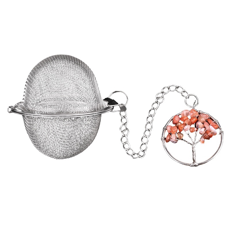 30mm  Chip Gemstone Life of tree Pendant Charms Stainless Steel Mesh Tea Ball