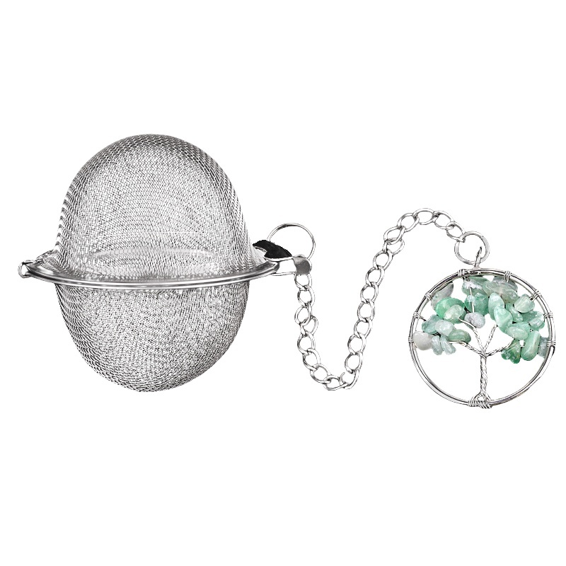 30mm  Chip Gemstone Life of tree Pendant Charms Stainless Steel Mesh Tea Ball