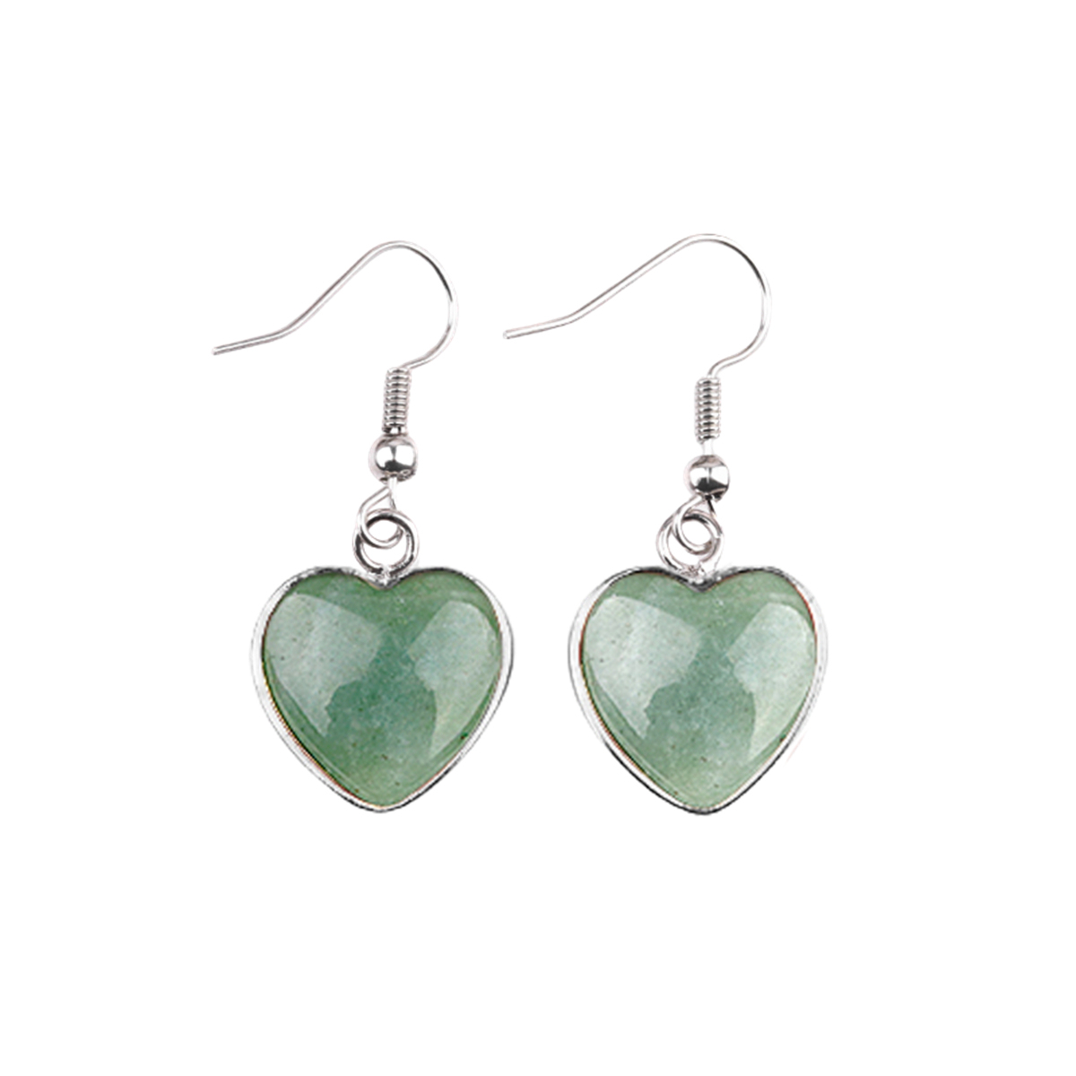 Silver 15MM Heart Gemstone Pendant Charms Drop Earrings for Women Girl