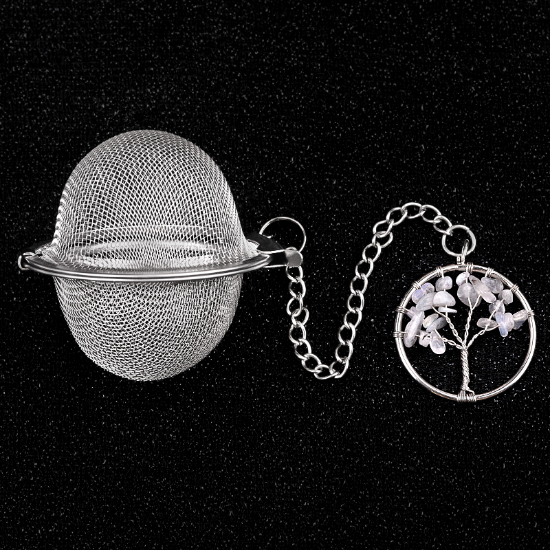 30mm  Chip Gemstone Life of tree Pendant Charms Stainless Steel Mesh Tea Ball