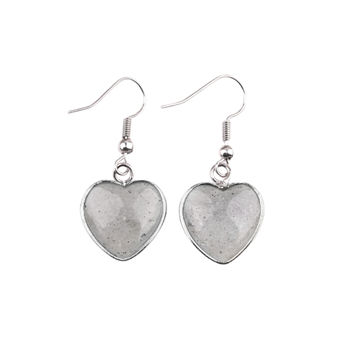 Silver 15MM Heart Gemstone Pendant Charms Drop Earrings for Women Girl