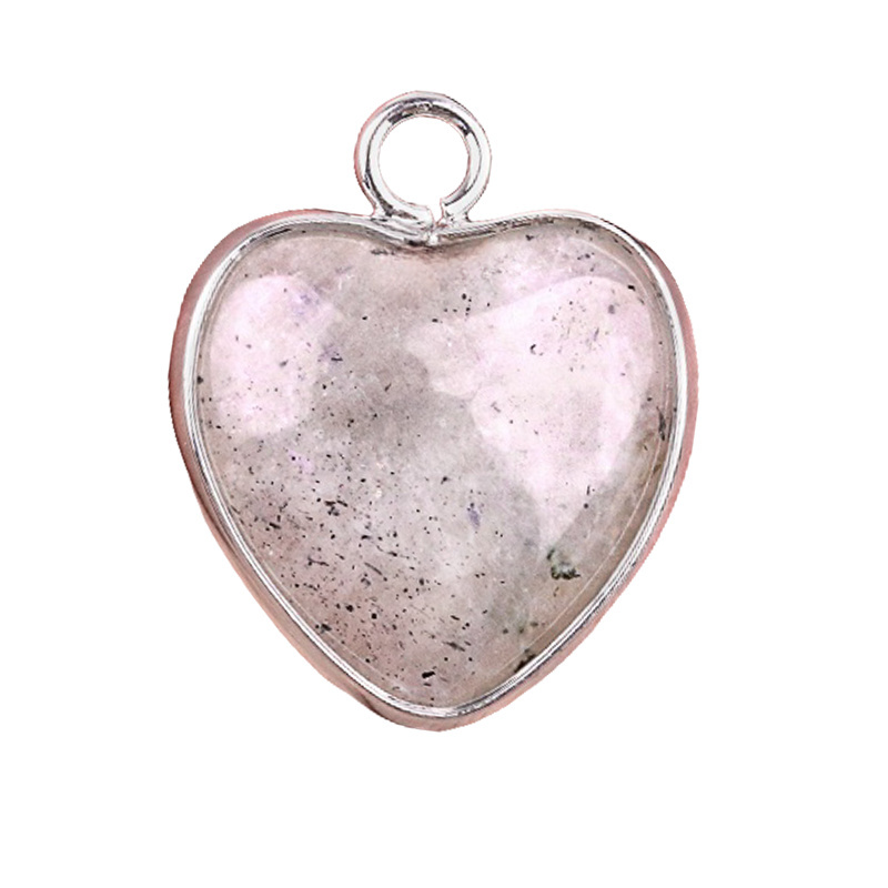 15MM Heart Gemstone Pendant Charms For Making Jewelry Earrings 1PCS