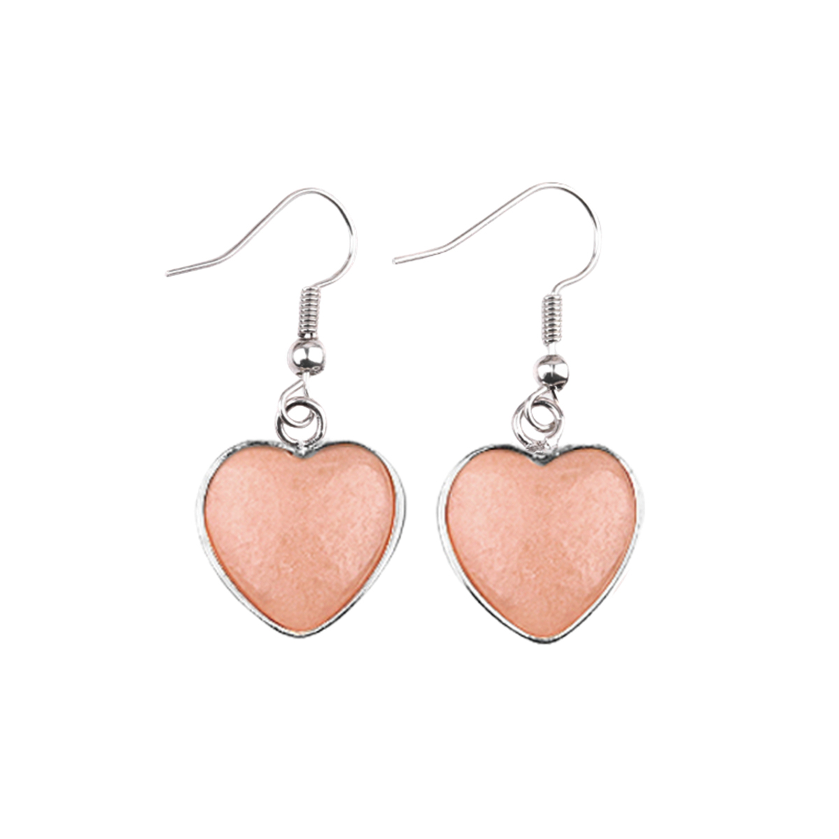 Silver 15MM Heart Gemstone Pendant Charms Drop Earrings for Women Girl