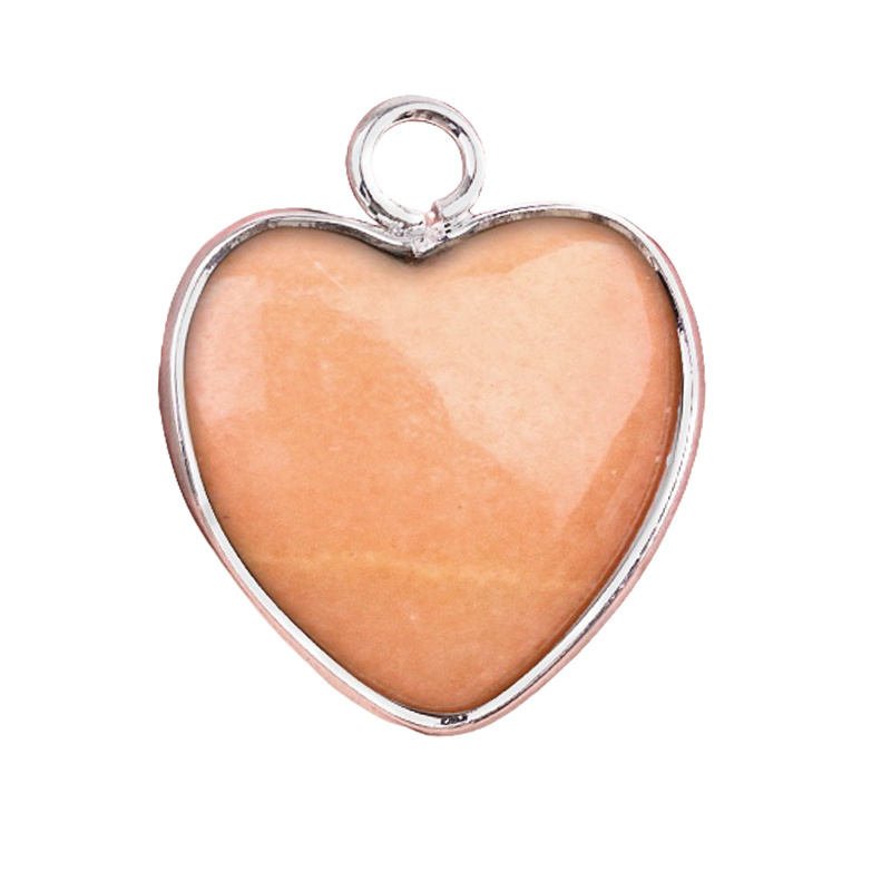 15MM Heart Gemstone Pendant Charms For Making Jewelry Earrings 1PCS