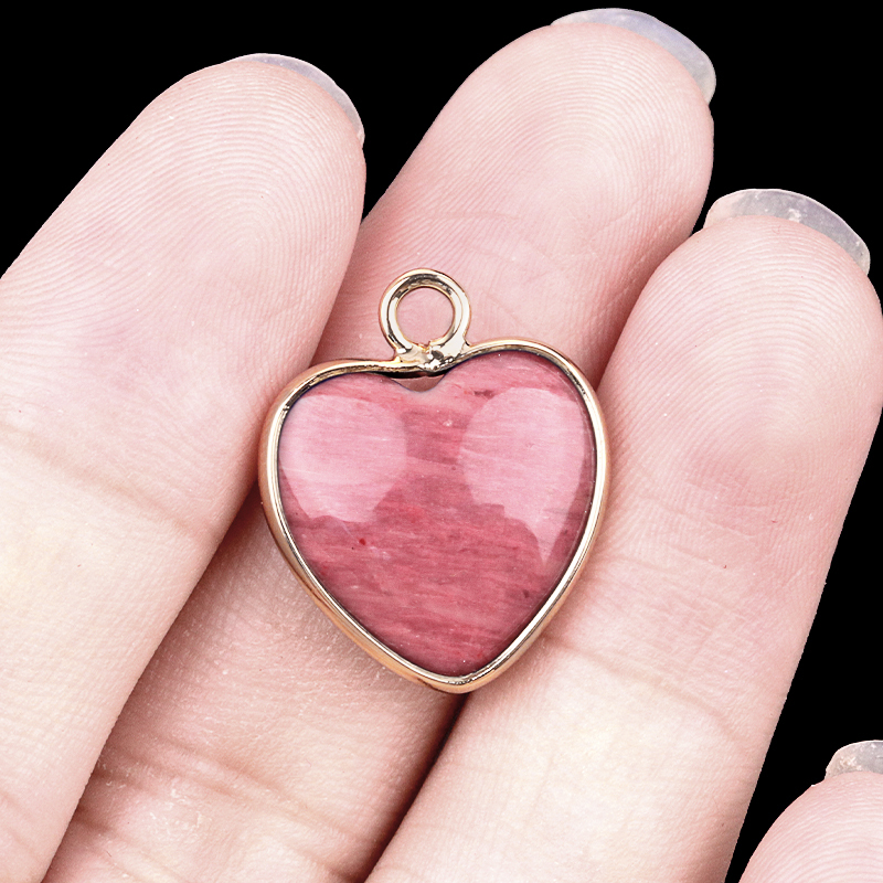 15MM Heart Gemstone Pendant Charms For Making Jewelry Earrings 1PCS