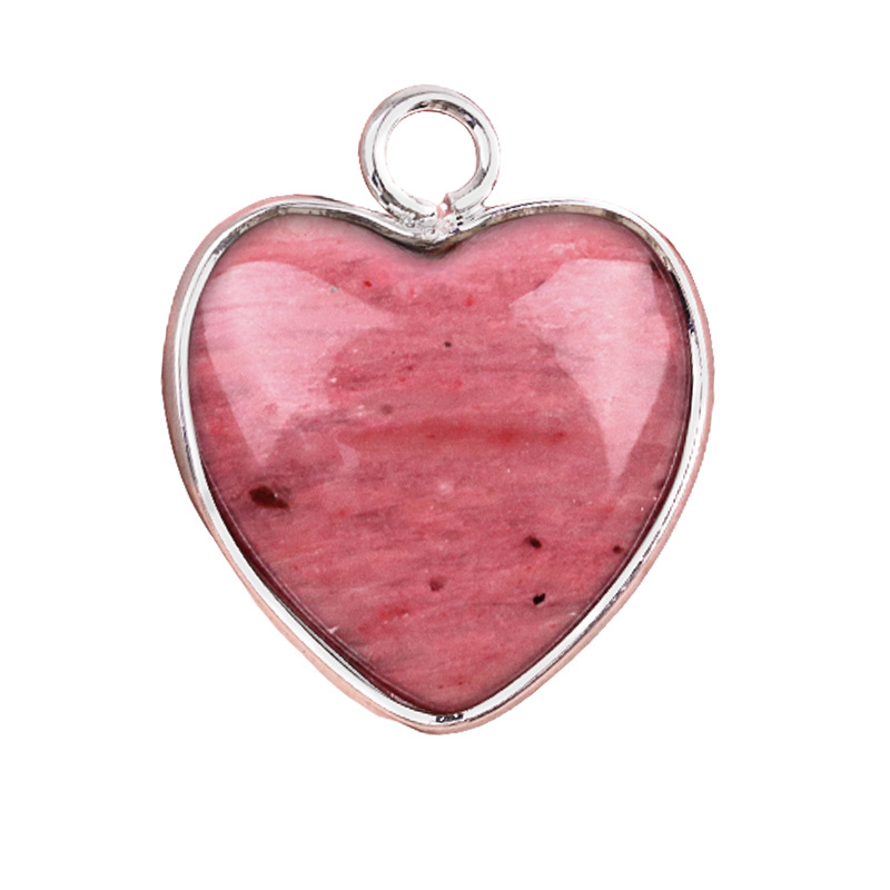 15MM Heart Gemstone Pendant Charms For Making Jewelry Earrings 1PCS