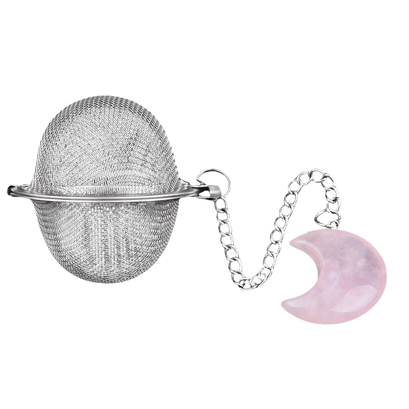 30MM Moon Gemstone Pendant Charms Stainless Steel Mesh Tea Ball
