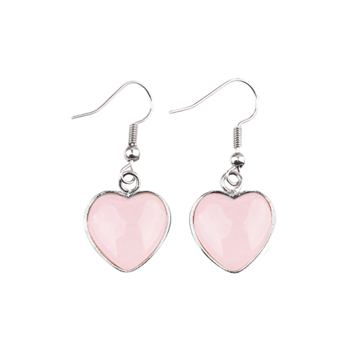 Silver 15MM Heart Gemstone Pendant Charms Drop Earrings for Women Girl