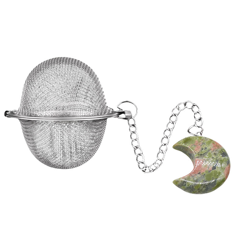 30MM Moon Gemstone Pendant Charms Stainless Steel Mesh Tea Ball