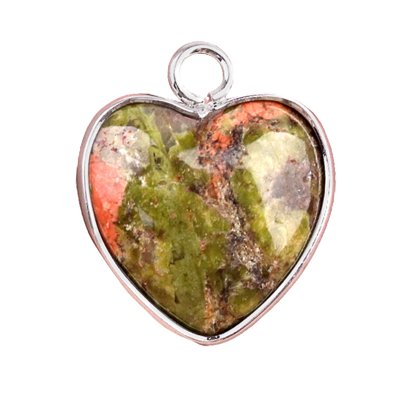 15MM Heart Gemstone Pendant Charms For Making Jewelry Earrings 1PCS