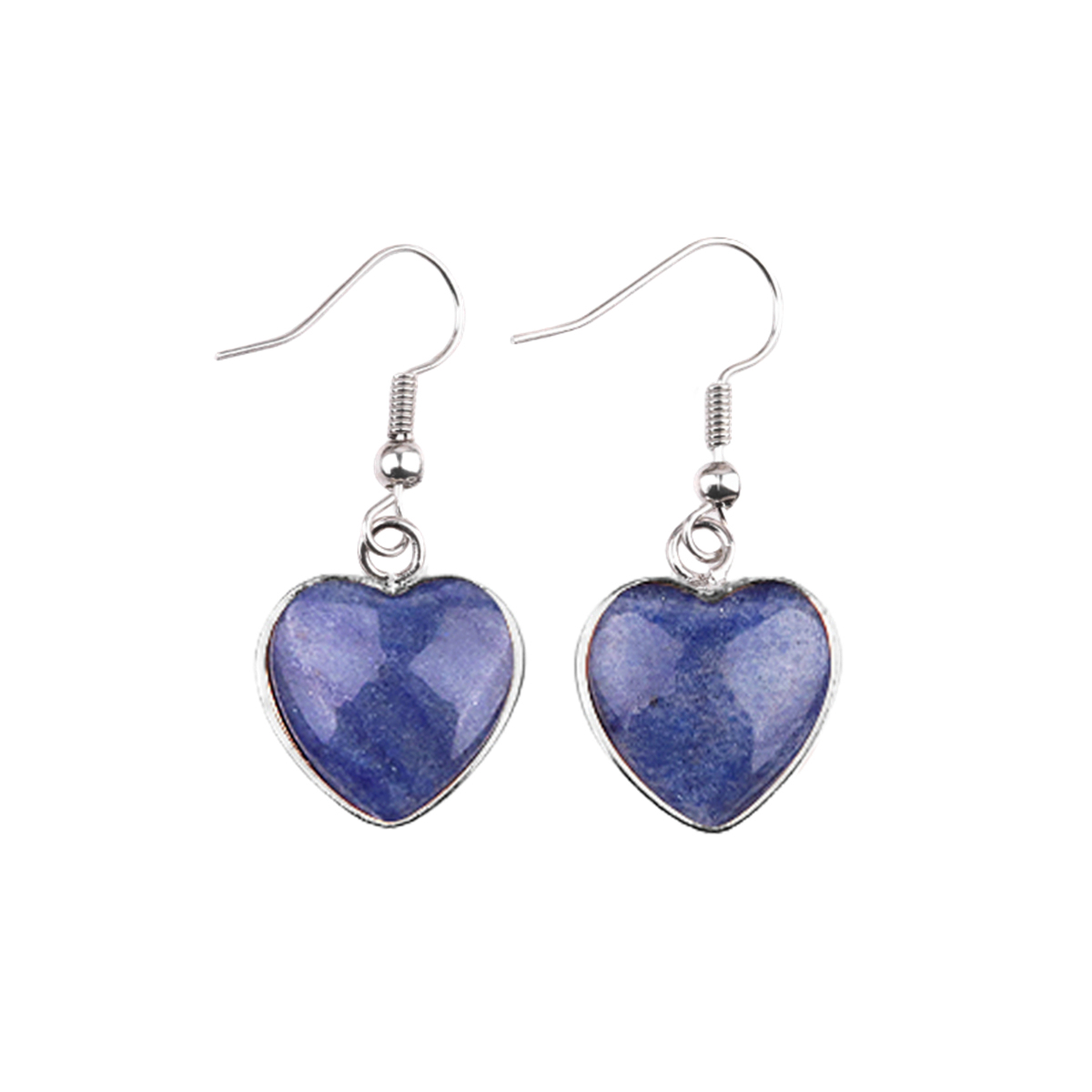 Silver 15MM Heart Gemstone Pendant Charms Drop Earrings for Women Girl