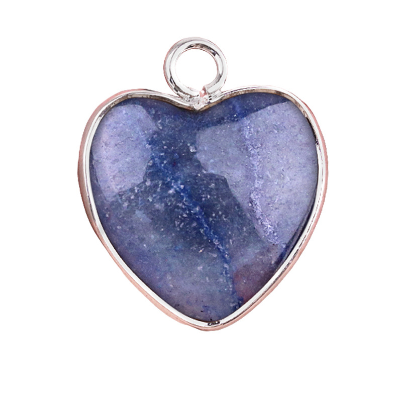 15MM Heart Gemstone Pendant Charms For Making Jewelry Earrings 1PCS