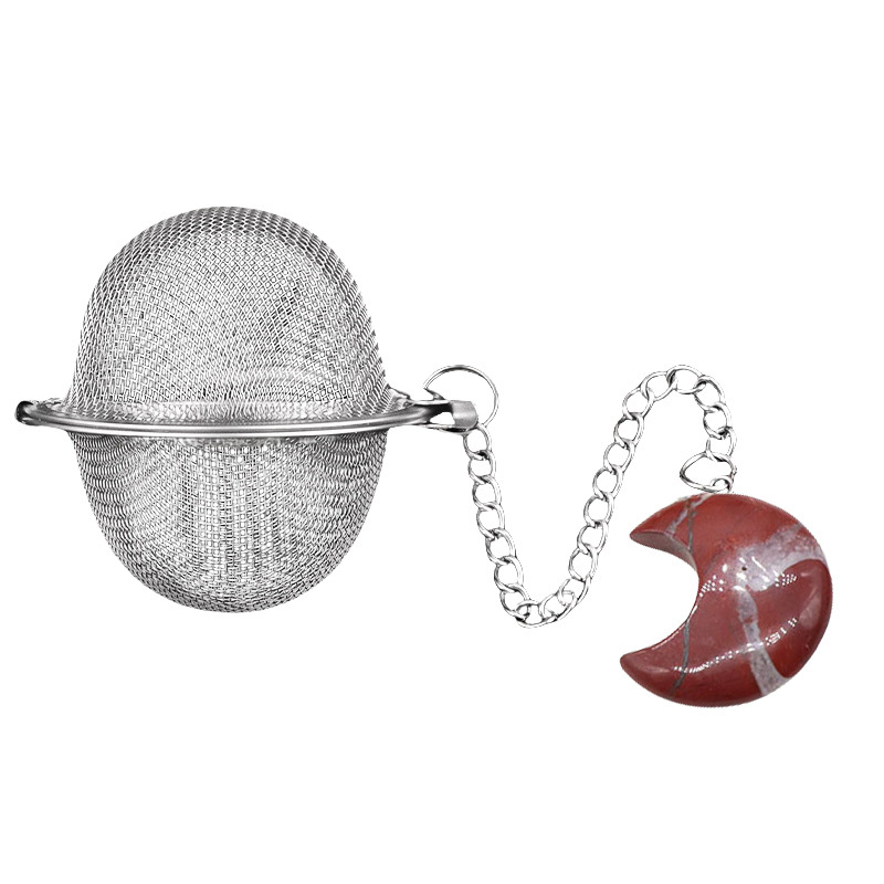 30MM Moon Gemstone Pendant Charms Stainless Steel Mesh Tea Ball