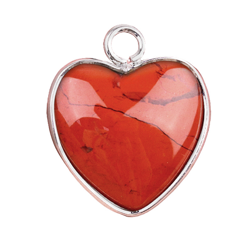 15MM Heart Gemstone Pendant Charms For Making Jewelry Earrings 1PCS