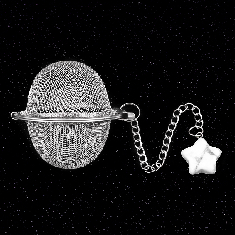 Howlite Turquoise 20MM Star Gemstone Pendant Charms Stainless Steel Mesh Tea Ball