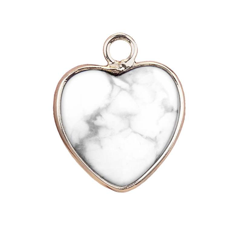 15MM Heart Gemstone Pendant Charms For Making Jewelry Earrings 1PCS