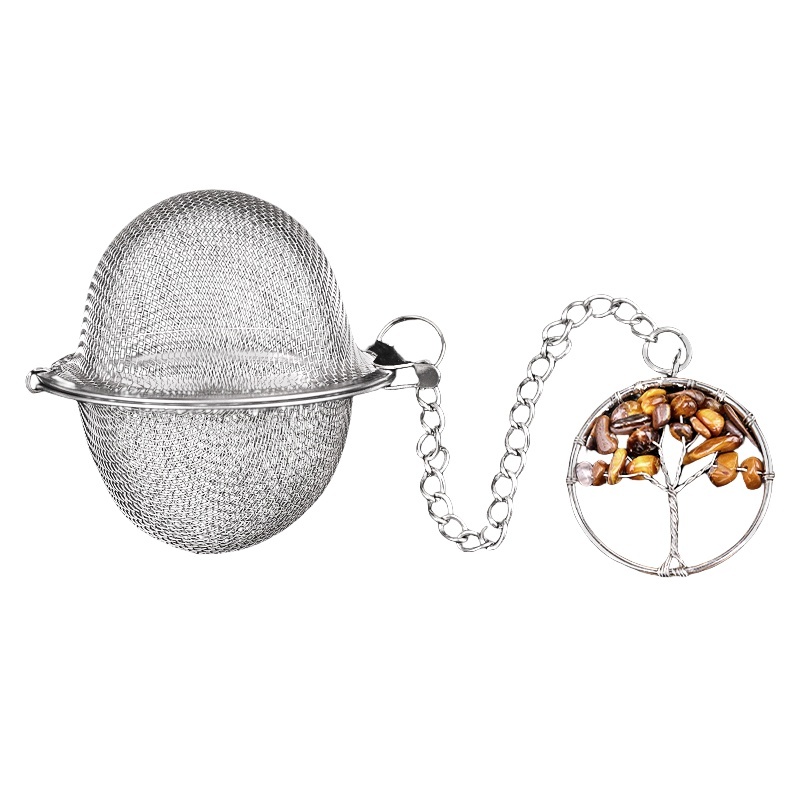 30mm  Chip Gemstone Life of tree Pendant Charms Stainless Steel Mesh Tea Ball