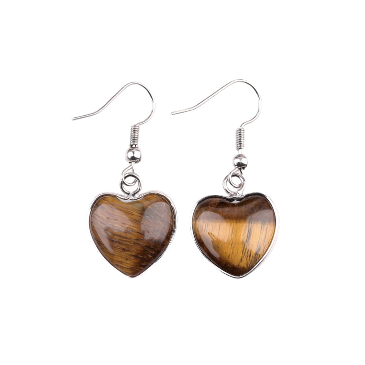 Silver 15MM Heart Gemstone Pendant Charms Drop Earrings for Women Girl